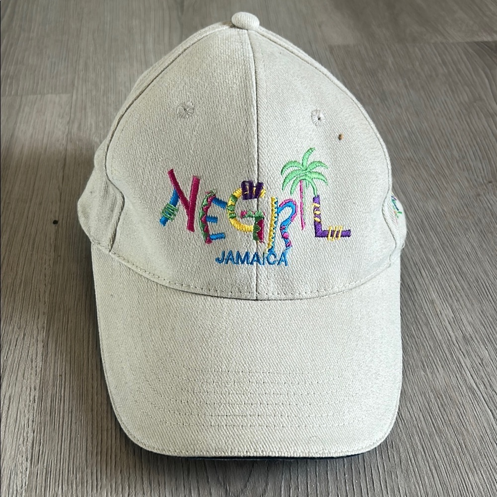 Beige Negril Jamaica Embroidered Cap
